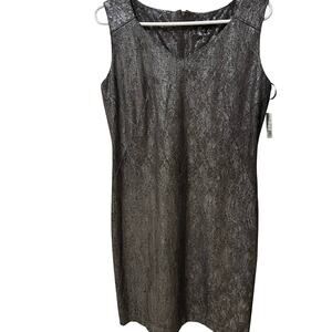 Alex Marie Gray Silver Lace Shift Dress Size 4 Cocktail Dress Wedding Guest NWT